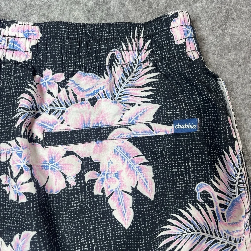 Chubbies Swim Trunks Floral Black Pink Lined Men's Medium 7